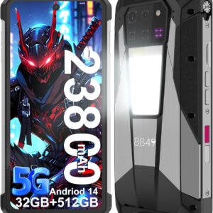 8849 Tank 3 Pro Rugged Smartphone Unlocked, Android 14 Waterproof Rugged Cell Phone with Projector, 6.79" 23800mAh 5G Mobile Phones 32GB RAM 512GB ROM, Dual SIM/Camping Light/2TB Expand/OTG/GPS
