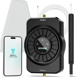 2025 Latest Cell Phone Booster for All U.S. Carriers, Boosts 5G 4G LTE 3G, Cell Phone Signal Booster for Home and Office, 72dB High Gain Antennas, Verizon, AT&T, T-Mobile, App Support FCC Approved
