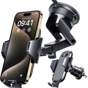 (2025 True Military-Grade) Car Phone Holder VANMASS (Upgraded Strongest Suction & Clip) Cell Phone Mount for Dashboard Windshield Vent,Truck Cradle Stand for iPhone 16 Pro Max 15 14 13 Samsung Android

